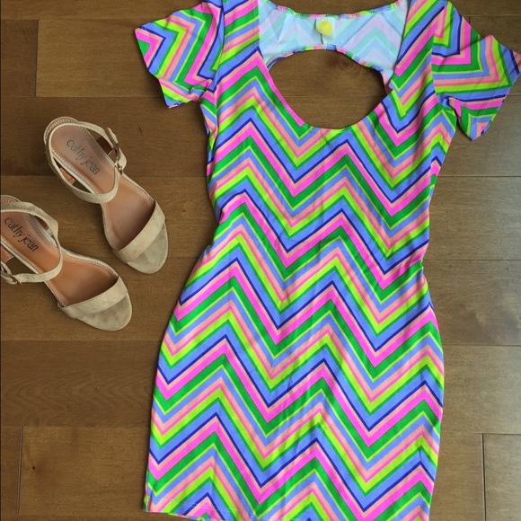 Nastygal bright chevron bodycon dress