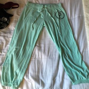 PINK turquoise cuffed sweatpants