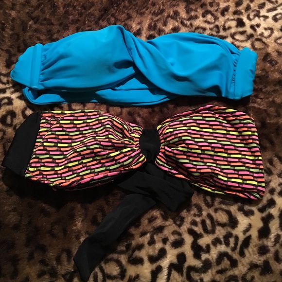 Blue top and multi colored top