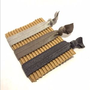 6 Grey No Crease Hair Ties - Elastic Hair Ties