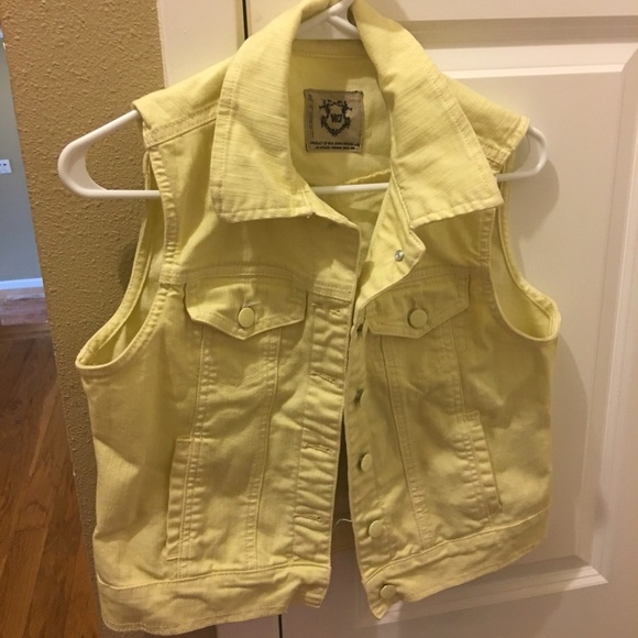 yellow denim vest