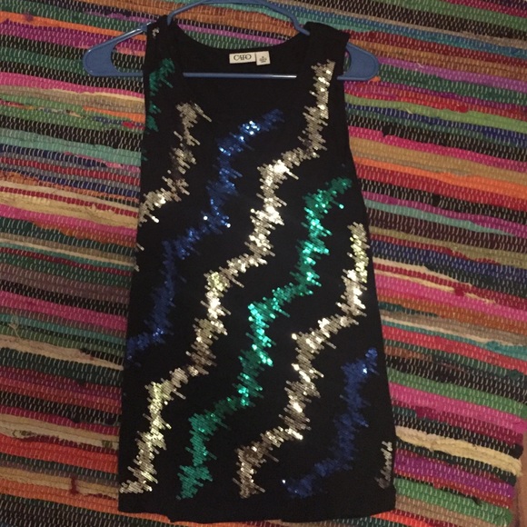 Sleeve-less glitter tank