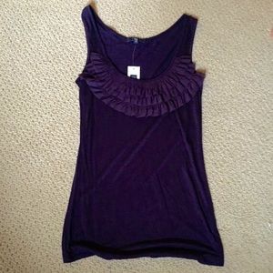 Dark purple ruffle neck tank