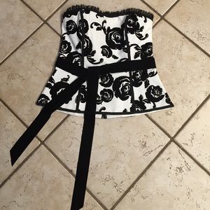 Ivory and Black Velvet Bustier