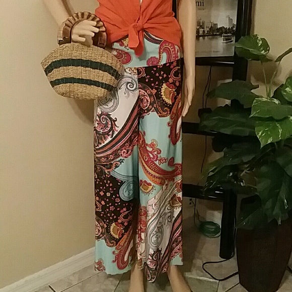 Paisley design wide leg pants - Picture 2 of 3