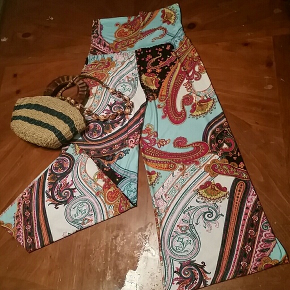 Paisley design wide leg pants - Picture 3 of 3