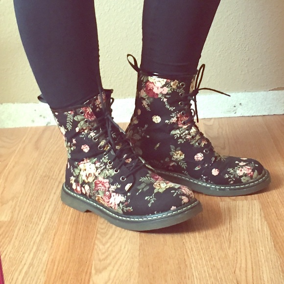 Floral Combat Boots