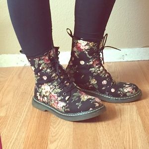 Floral Combat Boots