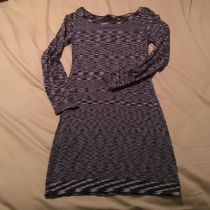 Black and gray sweater dress