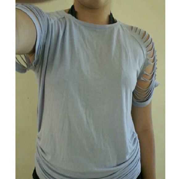 SOLD Lavender Distressed Shirt Dress - Picture 2 of 2