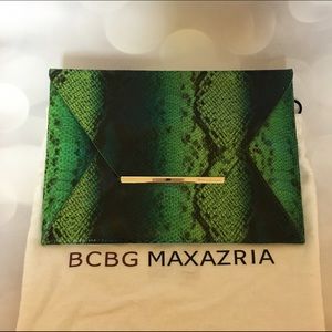 Green snakeskin clutch