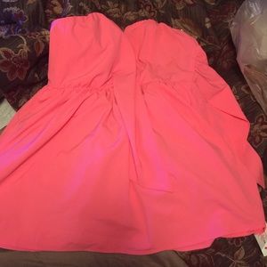 Pink mini strapless dress