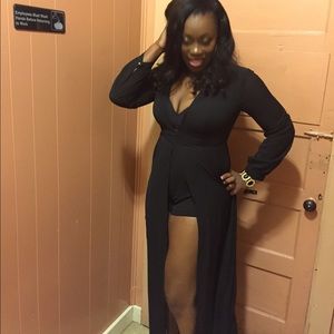 Black skirted romper