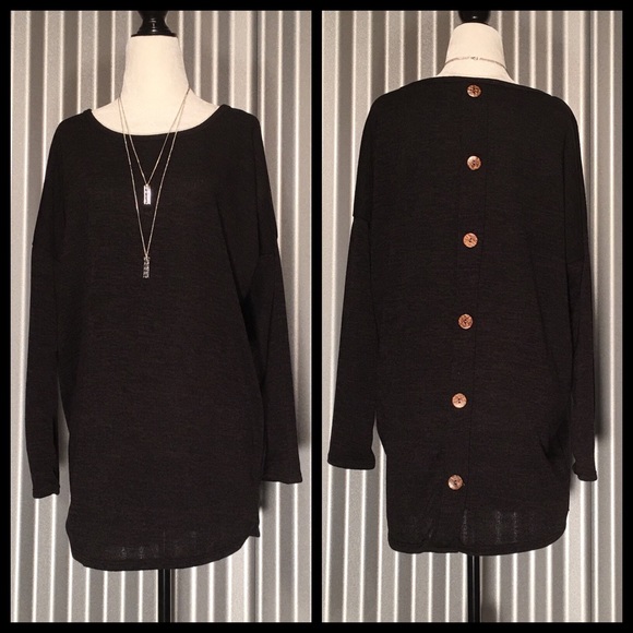 Solid Button Back Knit Top - Picture 2 of 4