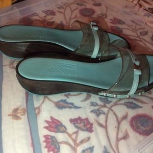 Ferragamo turquoise wedges