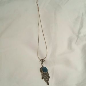 Hamsa necklace made from ancient roman glass