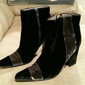 Prada black velvet ankle boots