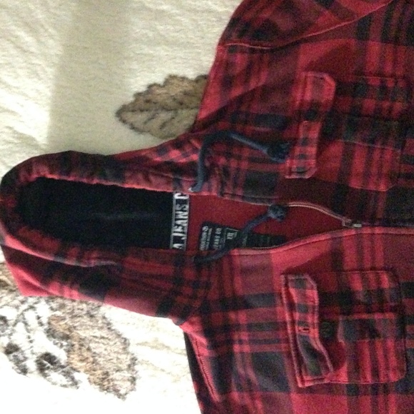 Red and black patterned zippable hoodie