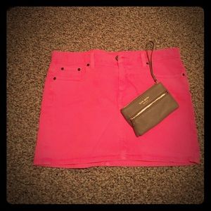 J.Crew neon pink denim mini skirt, new w/ tags