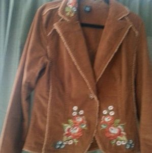 Bohemian corduroy embroidered blazer