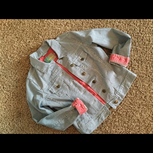 Boden pin stripe denim jacket size 4
