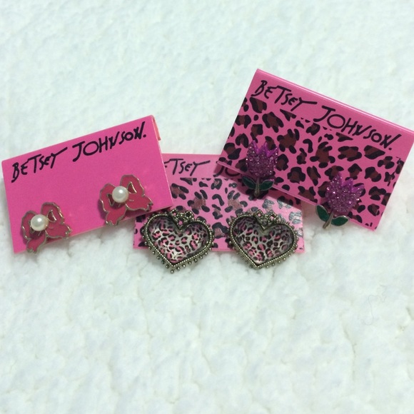 3 sets of Betsey Johnson earrings
