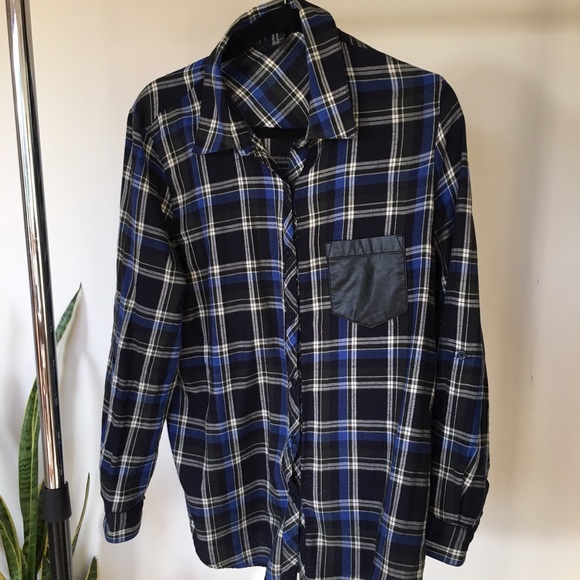 Forever 21 Flannel Shirt with Faux Leather Details