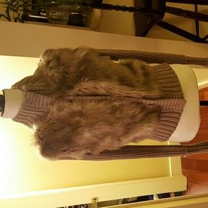 Club Monaco wool-faux fur knit jacket