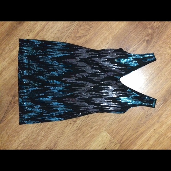 Love Reign Black and Blue Sequin Party Dress