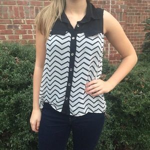 Chevron Collared Blouse