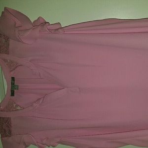 Pink blouse with lace accents