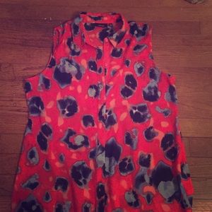 Red/Blue Pattern Blouse