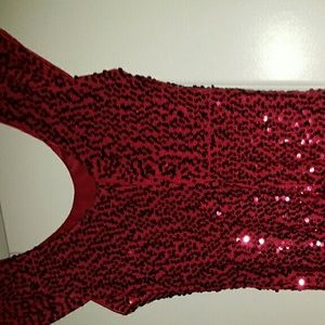 Red sequined mini dress