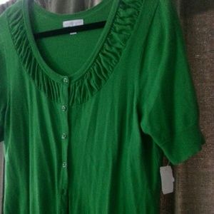 Flawless bright green button cardigan.