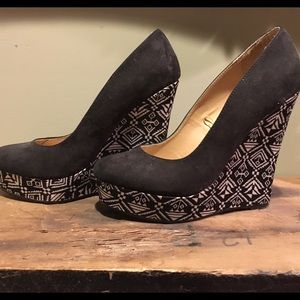 Forever 21 Tribal Print Wedge Shoes