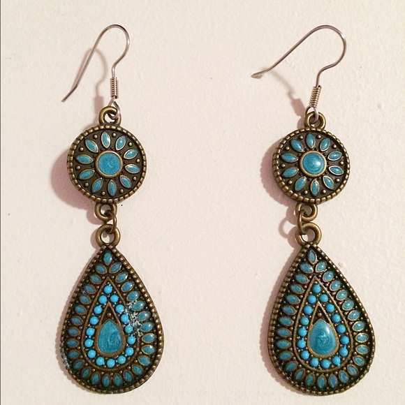 Blue Multicolored Tribal Earings