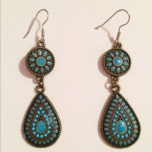Blue Multicolored Tribal Earings