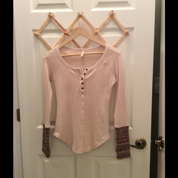 Free People Ski Lodge Cuff Waffle Knit Button XS
