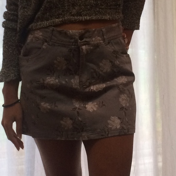 Short mini floral jean skirt