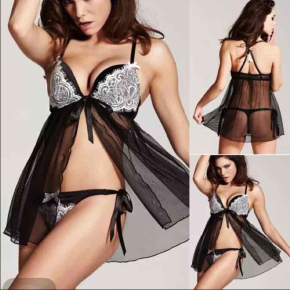 Black and white lace lingerie