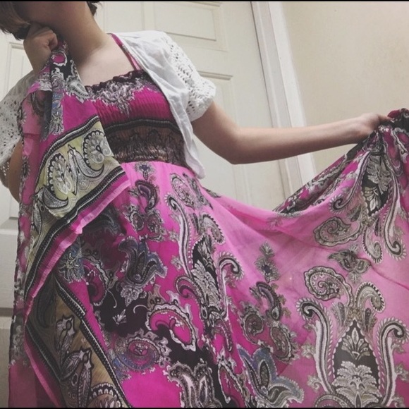 Pink colorful long dress