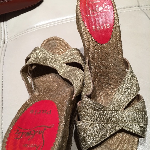 CL woven gold and jute wedges - Picture 2 of 4