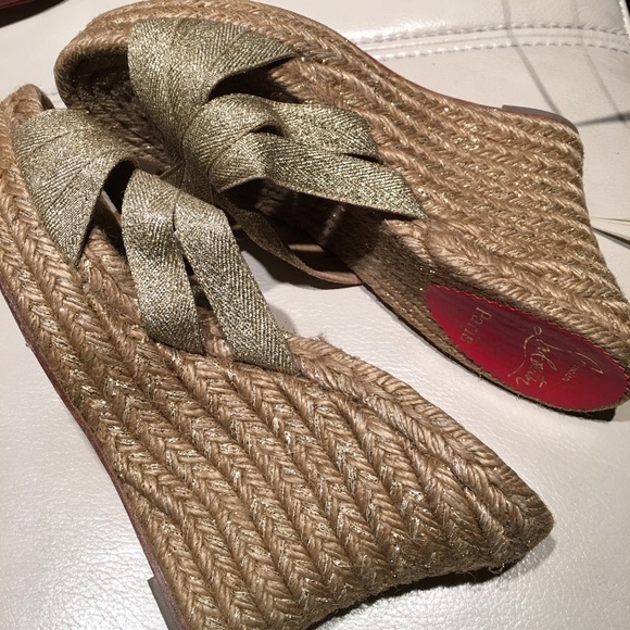 CL woven gold and jute wedges - Picture 3 of 4