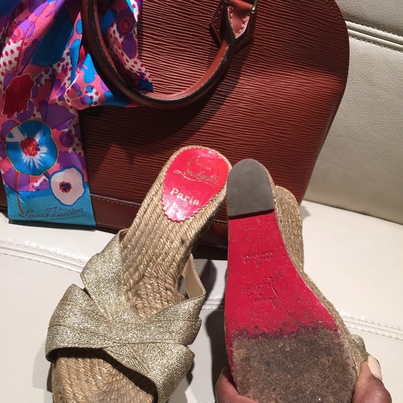 CL woven gold and jute wedges - Picture 4 of 4