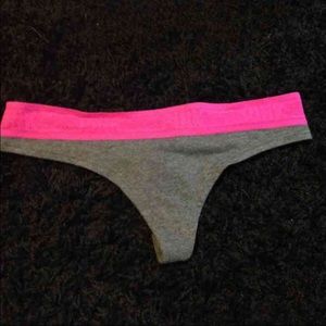 NWT mesh grey and pink thong panty