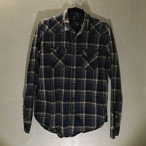 Vintage Fit Plaid Button Down Shirt