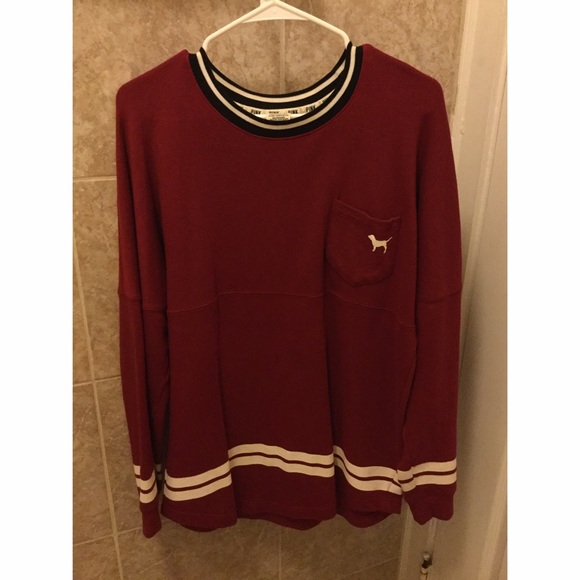 Pink Varsity Crew Top