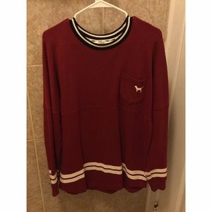 Pink Varsity Crew Top