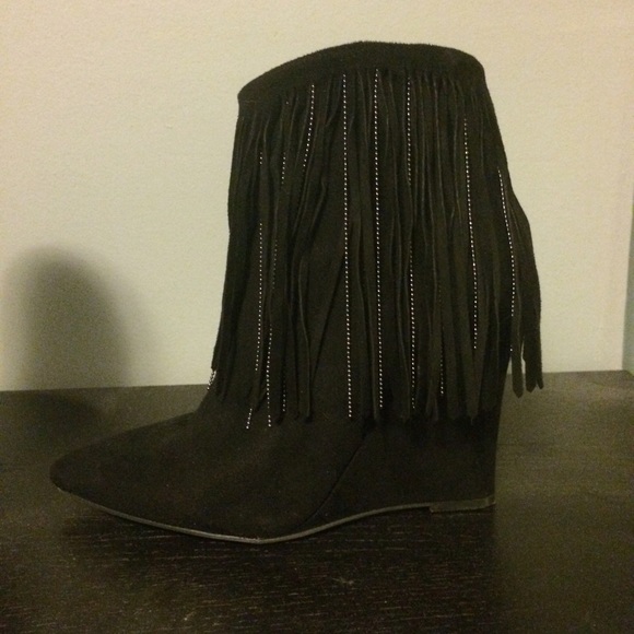 Betseyville fringe wedge booties
