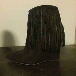 Betseyville fringe wedge booties